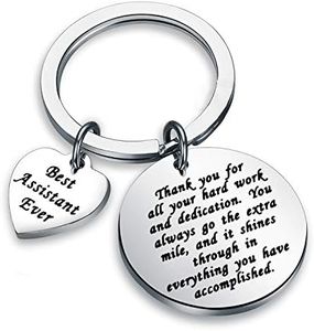 LQRI Assistant Keychain Best Assistant Ever Jewelry Keychain Thank You for All Your Hard Work and Dedication Keyring Employee Appreciation Assistant Gift (sliver)