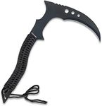 Black Legion Warrior Kama with Sheath - 18" Length | Scythe Weapon & Farming Sickle Hybrid | Black Cord Wrapped Handle | 14.5" Stainless Steel Blade with Black Coating | Martial Arts Training Tool