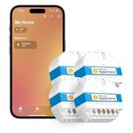 WiFi relay WLAN switch works Apple HomeKit, meross Relay module, for smart home DIY surface/flush mount, work with Alexa and Google, 2.4 GHz, 4 pcs