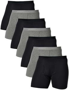 Comfneat Men's Boxer Briefs Comfy Underwear Stretchy Cotton Spandex Multipacks, Black+Dark Grey Melange Park-7, X-Large