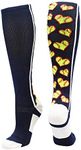 MadSportsStuff Love Softball Socks with Hearts Over the Calf (Navy/White, Large)