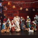 TOETOL Nativity Sets for Christmas Indoor Set of 13 Pieces 7.9 Inch Tall Resin Holy Family Scene Figurine Ornament Religious Christmas Table Decorations Collection Gifts Holidays Decor