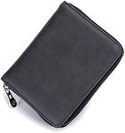 EASTNIGHTS Genuine Leather Credit Card Holder Case RFID Card Wallet Travel Passport Wallet (Matte Black)