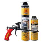 Full Polyurethane Foam KIT: 1 Polyurethane Foam Sika Boom AS-PRO + 1 Aerosol Cleaner + 1 Foam Dispenser Gun, Ideal for All-Season Applications - Doors & Windows