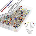 SPINBUZZ Sewing Pins with Glass Heads 250 Pieces - 38 mm Long, Straight for Dressmaking, Quilting, Jewellery & Crafts