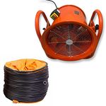 Portable Axial Ventilation Commercial Fume Extractor Blower Fan comes with Free PVC Flexible Duct Hose 5m long & one year Guarantee (16" Inches Fan)