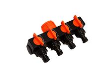 Clixera 4-Way Water Tap Connector Adaptor Garden Hose Shut on Off Valve Irrigation | Plastic |Black