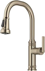 KRAUS Allyn Industrial Pull-Down Single Handle Kitchen Faucet in Spot-Free Antique Champagne Bronze, KPF-4102SFACB