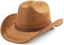 Melesh Western Cowboy Hat for Women Men Small Short Wide Brim Beach Cowgirls Cattleman Cowboys Hats (US, Alpha, One Size, Brown)