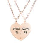 MJartoria Best Friend Necklaces BFF Necklaces for 2 Split Heart Weirdo 1 Weirdo 2 Best Friends Forever Pendant Friendship Set (Weirdo-Rose Gold)