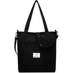 Makukke Corduroy Totes Bag Women - Shoulder Hobo Bag Handbags Crossbody Bag Big Capacity Shopping Purses, Black, Large, Corduroy Tote Bag