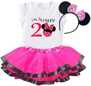Luke and Lulu 2nd Birthday Girl Outfit for 2 Years Old - AfroPuff, Leopard, PinkGold, Mouse, Flutter - Birthday Girl Shirt