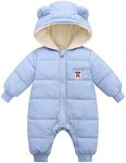 Baby Girl Boy Snowsuit Down Jacket Hooded Romper Jumpsuit Infant Onesie Winter Outwear Blue, 6-12 Months