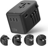 120W International Travel Adapter, 4USB-C and 1USB-A Worldwide Wall Charger, GaN Fast Charger with UK EU AU US Plugs, All-in-One International Converter for Phones Tablets Laptops