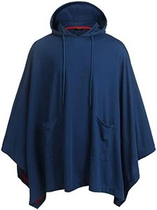 COOFANDY Unisex Casual Hooded Poncho Cape Cloak Fashion Coat Hoodie Pullover with Pocket Dark Blue Medium