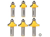 Yonico 13621 6 Bit Roundover and Beading Router Bit Set, 1/2-Inch Shank