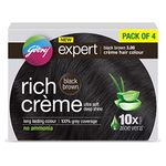 Godrej Expert Rich Crème Hair Colour Shade 3 BLACK BROWN, Pack of 4 *20g+20m