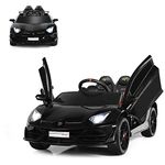 Maxmass Kids Electric Ride on Car, 12V Battery Powered Vehicle with Remote Control, LED Lights, MP3/ USB, Spring Suspension, Compatible for Lamborghini Licensed Toy Car for 3+ Years Old (Black)