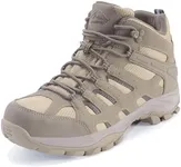 Men's Waterproof Slip Resistant Hiking Boots Outdoor Trail Trekking Camping Casual Walking Composite Toe Hunting Shoes Mountain Travel Lightweight Mid Ankle Lace up (Khaki, Men, 12, Medium)