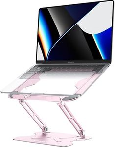 NTMY Pink Laptop Stand,Metal Portable Folding Adjustable Height Support,Pink Laptop Stand for Desk Laptops up to 16 Inches MacBook, Acer,Lenovo,dell Notebook(Pink)