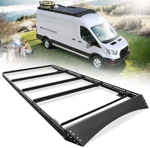 MELIPRON Camper Van Roof Rack with Solar Panel Brackets Fit for Ford Transit 148" WB Low/Medium/High Roof, Low Profile Roof Rack with Wind Fairing