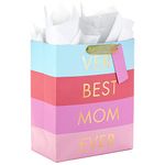 Hallmark 13" Large Mother's Day Gift Bag with Tissue Paper ("Very Best Mom Ever" - Blue, Lavender and Pink Stripes) for Moms, Grandmas, Nanas, Mom Squads