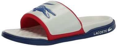Lacoste Men's Serve Slide Dual 1241cma Sandal, Off Wht/Blu/Red, 11