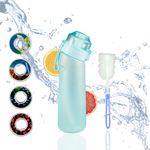 VASUKEY Air water bottle with flavour pods, bottle for cycling and other sports with cleaning brush come up with 4 flavour pods, 0% sugar with fruit fragrance (blue)