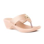 Khadim's Cleo Rose Gold Wedge Heel Slip On Sandal for Women (5092795)