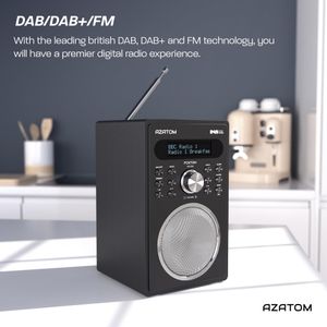 AZATOM Foxton FX2 DAB/DAB+ FM Digital Radio – Bluetooth, Dual Alarms, USB Charging, Black