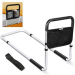 TABEKE Bed Rails for Elderly Adults, Adjustable Bed Assist Rails for Seniors, Portable Bed Support Bar Mobility Assistant with Foam Handle & Double Side Storage Bag Fits King, Queen, Full, Twin Bed