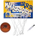 Franklin Sports NBA Golden State Warriors Over The Door Basketball Hoop - Kids Indoor Basketball Hoop with Mini Basketball - NBA Fan Shop Mini Hoop for Bedroom + Office - Over The Door Mini Hoop Set