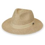 Wallaroo Hat Company Women’s Caroline Fedora Sun Hat – UV Sun Protection, Packable, Adjustable, Travel-Friendly, Medium Size, Beige, One Size