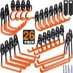 Garage Hooks Heavy Duty,Utility Steel Garage Storage Hooks,Wall Mount Garage Hanger&Organizer for Organizing Power Tools,Ladders,Bulk Items,Bikes,Ropes and More Equipment (26Pack Orange, 26Pcs)