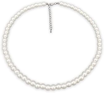 LIHELEI Collier Perle, Collier Perles Imitation de 4mm, Accessoires de Bijoux, Collier Perle Cadeau Bijoux Pour Femmes et Homme - 38CM