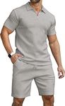 KUYIGO Men's fashionable 2 piece sports suit, comfortable and warm fashion T-shirt and shorts set L Grey