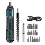 Electric Cordless Screwdriver, 3.6V Screwdriver, Rechargeable 5N.m Max Adjustable Torque Cordless Screwdriver for Daily & Light Industrial use (Includes 21-Piece Bit Set, Charging Cable)