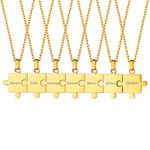 Custom Gold Best Friend Necklace for 7 Personalized Puzzle Matching Friendship Family BFF Necklace Engraved Name Memory Gifts for Kids Sisters Girls Women