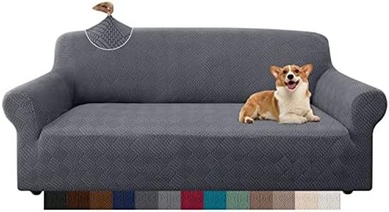Granbest Stylish Rhombus Thick 3 Seater Sofa Cover Elastic Fashion Fabrics Couch Cover Non-Slip Furniture Protector for Kids Pets Living Room (3 Seater, Grey)