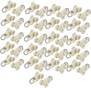 uxcell 10mm Dia Twin Wheel Plastic Curtain Track Rail Slide Roller Glider Beige 50pcs