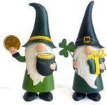 HONGLAND St. Patricks Day Decorations Outdoor Green Gnomes, Metal Gnomes Figurine Irish Leprechaun St Patricks Day Decor, Luck Shamrock Gnome for Home Outside Garden Lawn Party Yard Patio (14 INCH)