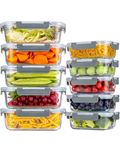 Pure Future 20-Piece Set (10-Pack) Borosilicate Glass Food Storage Containers with Upgraded Detachable Locking Lids - Airtight Leak Proof Meal Prep Lunch Boxes, Oven/Microwave Safe