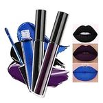 Erinde Matte Velvet Lipstick Set, Non-Stick Cup Dark Black Lipstick, Purple Lip Makeup, Blue Liquid Lipstick Set Long Lasting, 3Pcs Set Matte Lip Gloss, Waterproof, Smudge Proof