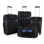 NAUTICA Seascape Collection 4pc Softside Luggage Set, Black/Blue, Seascape Collection 4pc Softside Luggage Set