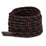 TIESTRA Work Boot Laces Heavy Duty, Round Replacement Shoe Laces for Walking Boots, Hiking Boots, Working Boots, Chef Boots and Trainers, Ultra Strong Durable Shoelaces Black Red 120cm