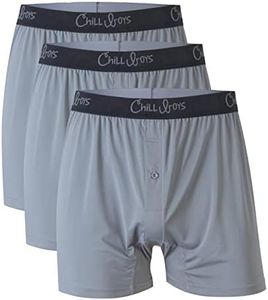 Chill Boys Performance Boxers 3 Pack Men's Underwear Cool Breathable Mens Boxers. Moisture Wicking Underwear. Comfortable Boxer Shorts (2XL Grey)