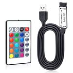 Aroidful 5V-24Keys USB IR RGB Strips Controller Wireless Controller for 5050 3528 RGB LED Light Strip