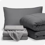 Bare Home Bed-in-A-Bag 5 Piece Comforter & Sheet Set - Twin - Goose Down Alternative - Ultra-Soft 1800 Premium Bedding Set (Twin, Grey/Light Grey)