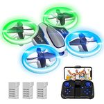 Mini Drone with 720P HD Camera for Kids and Adults, RC Quadcopter with LED Light, 3 Modular Batteries, Headless Mode, 3D Flips, Kids Drone Toys Gifts for Boys and Girls,M2C Green