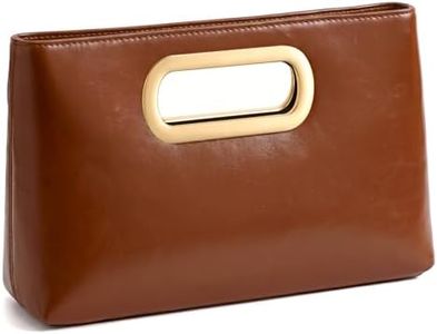 XquiziFit Clutch Purse for Women Evening Clutch Handbag for Wedding Party Formal Evening Bag with Detachable Chain Brown Clutch PU Leather